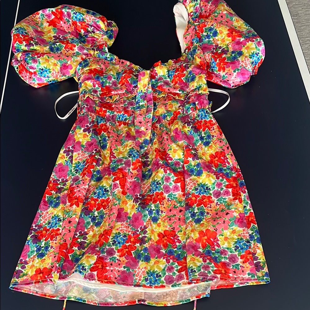 For Love & Lemons Floral Puff Sleeve Dress